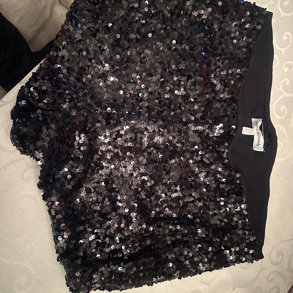 Sequin Black and Silver Shorts